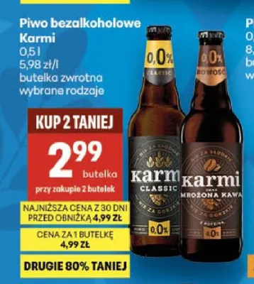 Piwo bezalkoholowe Karmi promocja w Delikatesy Centrum