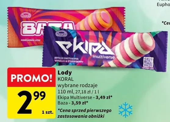 Lody Koral Ekipa Multiverse promocja w Intermarche