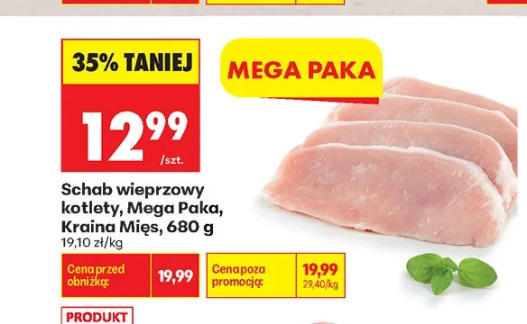 Schab wieprzowy kotlety Mega Paka Kraina Mięs promocja w Biedronka
