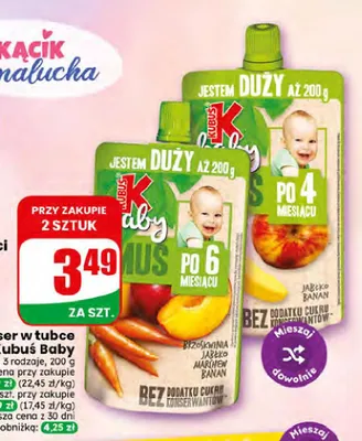 Deser w tubce Kubuś Baby mus jabłko banan promocja w Dino