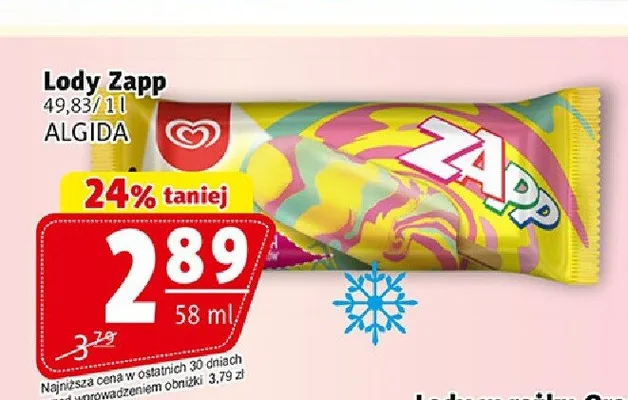 Lody Zapp Algida promocja w Prim Market