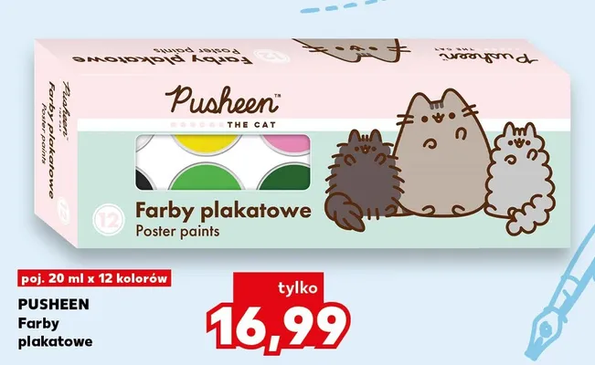 Farby plakatowe Pusheen 12-pak 20 ml promocja w Kaufland