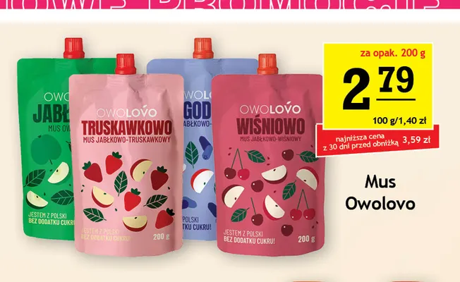 Mus Owolowo jabłkowo-jagodowy promocja w Gram Market