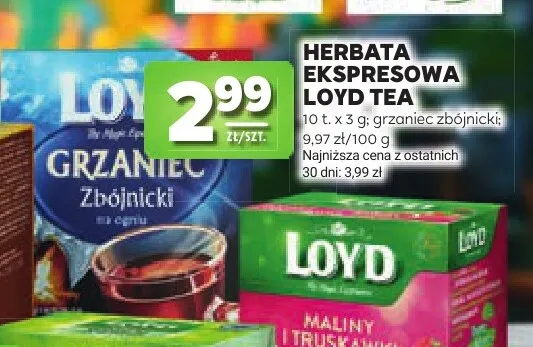 Herbata ekspresowa Loyd Tea Grzaniec Zbójnicki promocja w Stokrotka