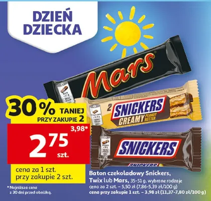 Baton czekoladowy Snickers promocja w Auchan