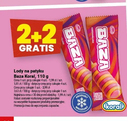 Lody na patyku Baza Koral promocja w Twój Market