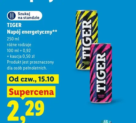 Napój energetyczny Tiger promocja w Lidl