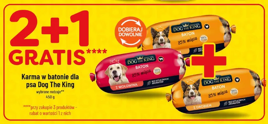 Karma dla psów w batonie Dog The King z wołowiną promocja w POLOmarket