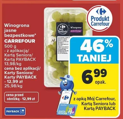 Winogrona jasne bezpestkowe Carrefour promocja w Carrefour Market