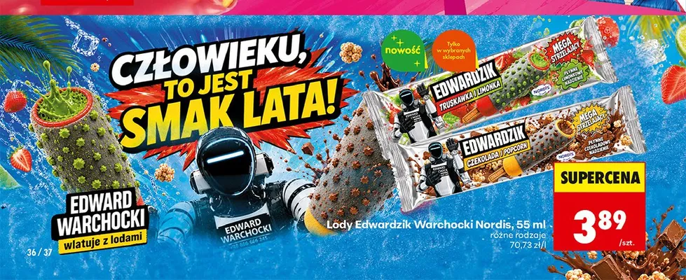 Lody Edwardzik Czekolada i Popcorn Nordis promocja w Biedronka