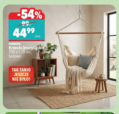 Krzesło brazylijskie Gardenic beżowe 100x130 cm promocja w Biedronka