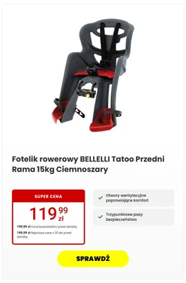 Fotelik rowerowy BELLELLI Tatoo promocja w Media Expert