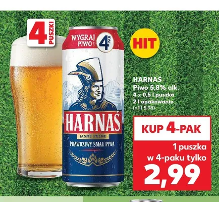 Piwo Harnaś Jasne Pełne 4-pak promocja w Kaufland