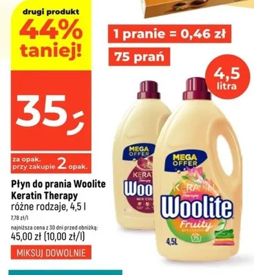 Płyn do prania Woolite Kerat Therapy różne rodzaje promocja w Dealz