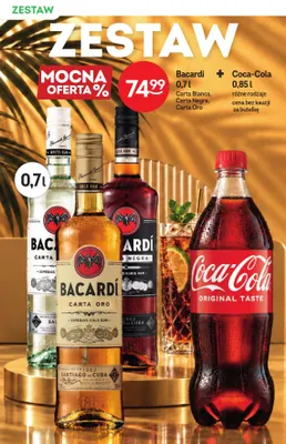 Zestaw rum Bacardi 0,7 l + napój gazowany Coca-Cola 0,85 promocja w Żabka