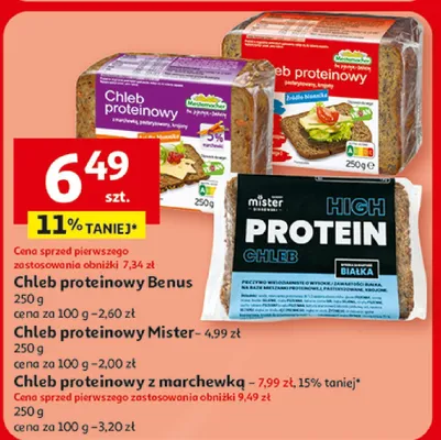 Chleb proteinowy z marchewką promocja w Auchan