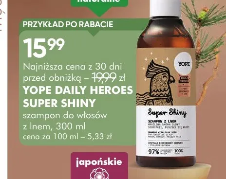 Szampon do włosów z lnem Yope Daily Heroes Super Shiny promocja w Super-Pharm