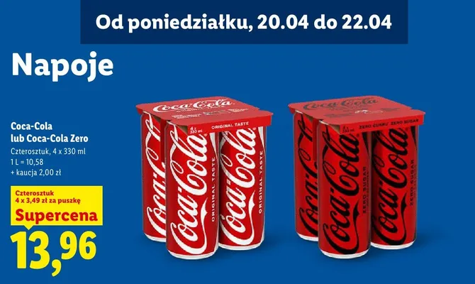 Napój gazowany Coca-Cola Zero promocja w Lidl