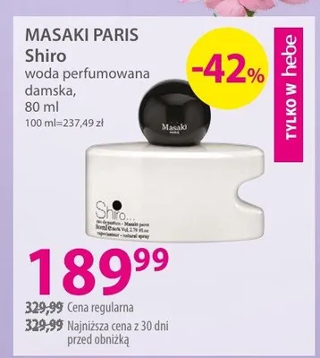 Woda perfumowana damska Shiro promocja w Hebe