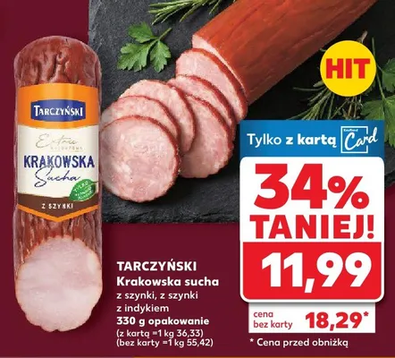 Krakowska sucha z szynki, z szynki z indyka promocja w Kaufland