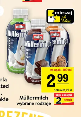 Napój mleczny Müllermilch o smaku czekoladowo-ciasteczkowym Müller promocja w Gram Market