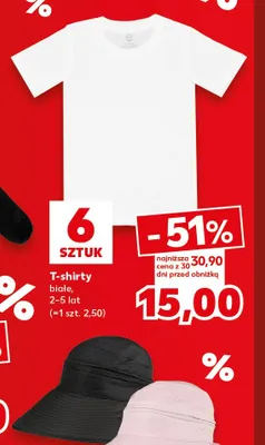 T-shirty dziecięce białe 6-pak promocja w Kaufland