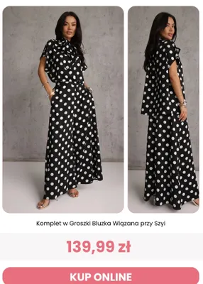 Komplet damski w groszki bluzka wiązana przy szyi Renee promocja w Renee