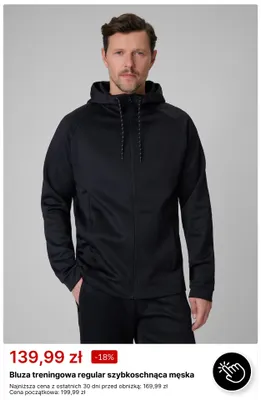 Bluza treningowa regular szybkoschnąca męska promocja w 4F
