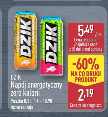 Napój energetyczny zero kalorii Dzik Energy Pineapple promocja w Aldi