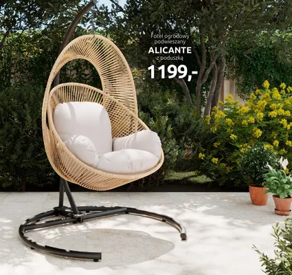 Fotel ogrodowy podwieszany Alicante z poduszką promocja w Black Red White