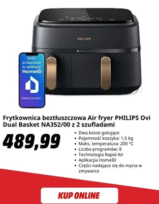 Frytkownica beztłuszczowa Philips Ovi Dual Basket promocja w Media Markt