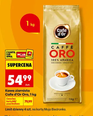 Kawa ziarnista Cafe d'Or Oro promocja w Biedronka