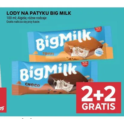 Lody na patyku Big Milk promocja w Stokrotka