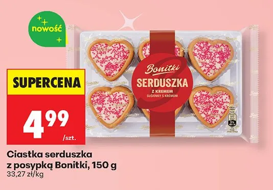 Ciastka serduszka z posypką Bonitki promocja w Biedronka