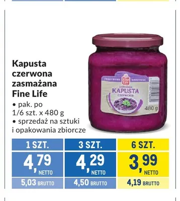 Kapusta czerwona zasmażana Fine Life promocja w Makro