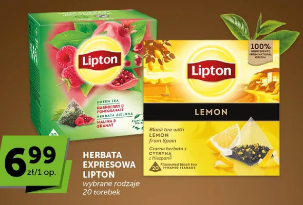 Herbata expresowa Lipton zielona malina i granat promocja w Euro Sklep