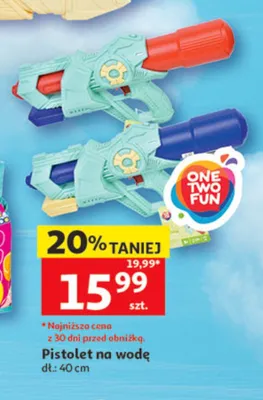 Pistolet na wodę ONE TWO FUN dł. 40cm promocja w Auchan