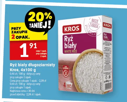 Ryż biały długoziarnisty Kros promocja w Twój Market