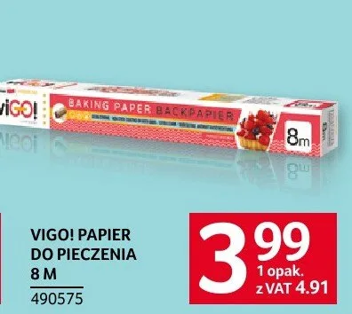 Papier do pieczenia Vigo 8m promocja w Selgros