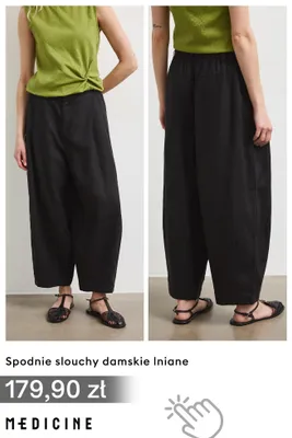 Spodnie slouchy damskie lniane Medicine promocja w Medicine