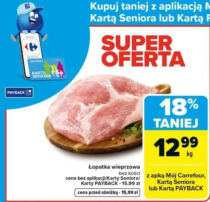 Łopatka wieprzowa bez kości promocja w Carrefour