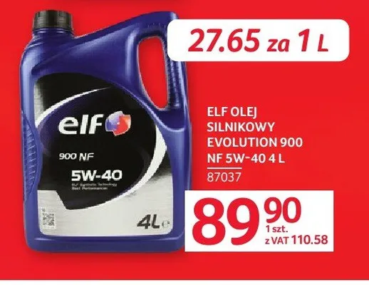 Olej silnikowy ELF Evolution 900 NF 5W-40 4l promocja w Selgros