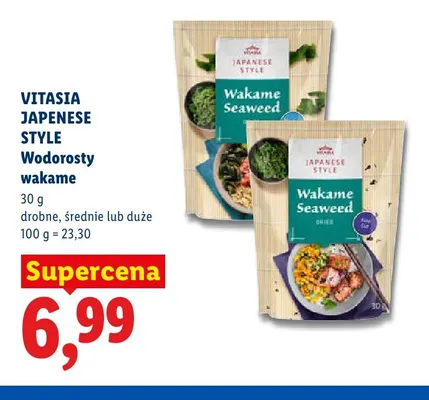Wodorosty wakame średnie Vitasia Japanese Style promocja w Lidl