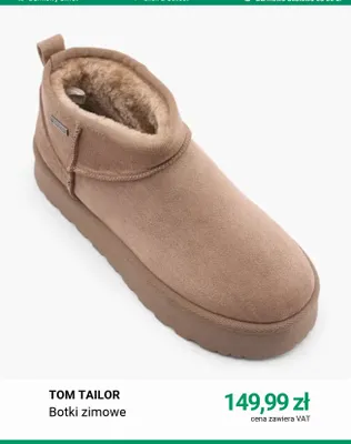 Botki zimowe Tom Tailor promocja w Deichmann