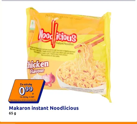 Makaron instant Noodlicious o smaku kurczaka promocja w Action