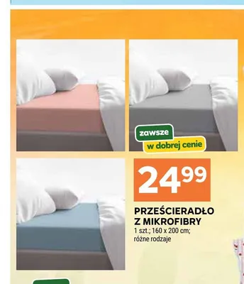 Prześcieradło z mikrofibry 160x200 cm promocja w Stokrotka