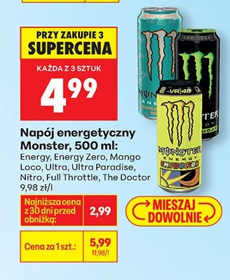 Napój energetyczny, różne rodzaje promocja w Biedronka