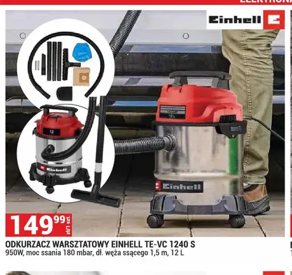 Odkurzacz warsztatowy Einhell TE-VC 1240 S promocja w Merkury Market