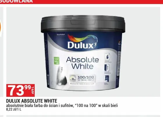 Farba akrylowa Dulux Absolute White promocja w Merkury Market