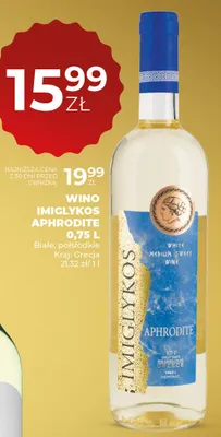 Wino białe półsłodkie Imiglykos Aphrodite promocja w Duży Ben